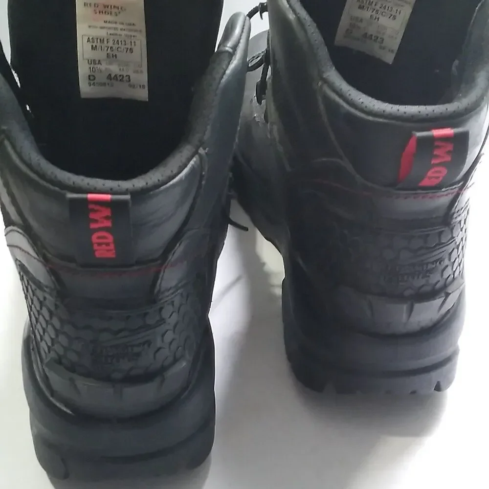 Red Wing Shoes Work Boots Safety Toe EH Rated Black Leather USA Made‎ 10.5
